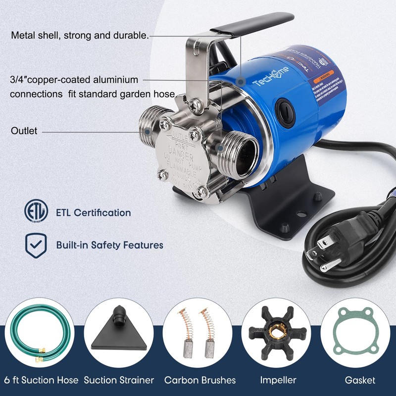 Pump with Hose, 115V 1/10HP 330GPH Power Water Pump Transfer