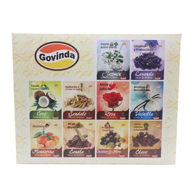 Govinda Incense Cones - Assorted - 12 Packs of 10