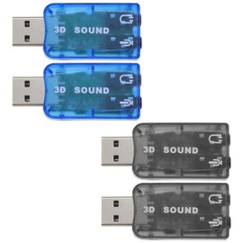 SING F LTD 4PCS External 5.1 USB Stereo Sound Card with 3.5mm Headphone and Microphone Ports 3D Virtual 5.1 Channel Audio Adapter Compatible with Windows 2 Black & 2 Blue