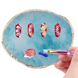 Resin Nail Art Palette, Kalolary Polish Holder Drawing Color Palette, Nail Art Painting Gel Palette Manicure Tool (Blue)