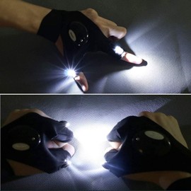 LED Flashlight Gloves Fishing Gloves Hands Free Flashlights for Working in Darkness Places Fishing, Camping, Hiking, Running, Repair, Handy Mechanic Tool Gifts for Man (1 Pair)