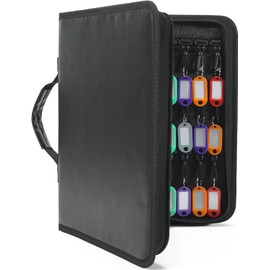 Portable Zippered Key Organizer, Waterproof Fireproof Key Case with 54 Key Hooks and Tags,Portable Key Storage for Rental Management Real Estate Sales Hotel Executives and Car Service(54 keys)