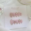 Yeori Pink Heartstone Handmade Nail Tips - Short Oval Mini