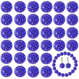 Rhinestone Beads for Jewelry Making,10mm 100pcs Sapphire Clay Disco Ball Beads for Pens Making,Sparkly Diamond Rhinestone Spacer Beads for Pens,Beadable Pen Beads Bulk for Bracelet Necklace Crafting