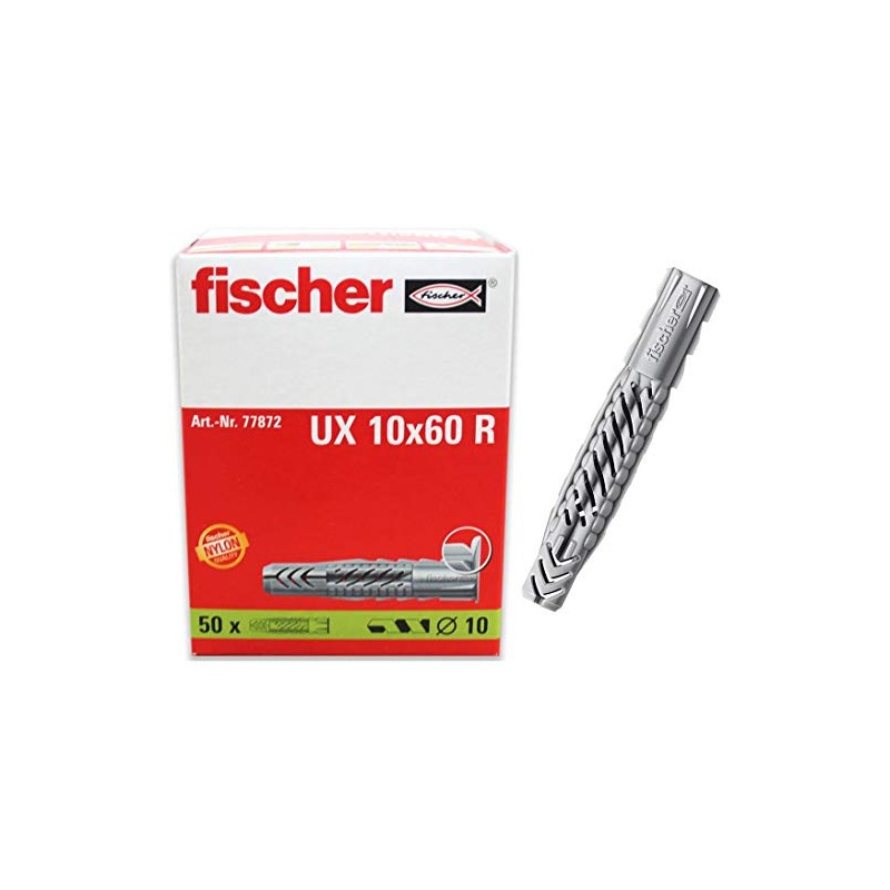 fischer | Caja Con 50 Taquetes UX de Nylon 10