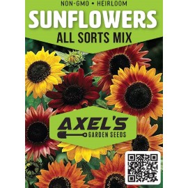 Axel's Garden Seeds Bulk Sunflower Mix for Planting | 1000+ Heirloom Non-GMO Sunflower Mix - 1 Ounce