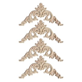 Zasiene Wooden Ornaments for Furniture, 4 Pieces, Wooden Ornaments, Ornaments for Furniture, Wood Carving, Applique Ornament, Wood, Furniture, Wall Decoration, Wood, 12 x 12 cm