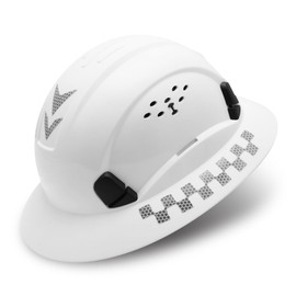 LOHASWORK Full Brim Hard Hat, Hard Hat with Chin Strap, Cascos De Construccion, Hard Hats Construction OSHA Approved, Vented Construction Safety Helmet, Work Helmets for Men Women (White)