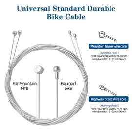 4Pcs Universal Bike Brake Cable Set, Standard Bicycle Brake Cable, Replaceable Brake Inner Wire Cable,Professional Bicycle Brake Line For MTB Mountain Bikes Or Road Bikes,Free End Caps Accessories 2M