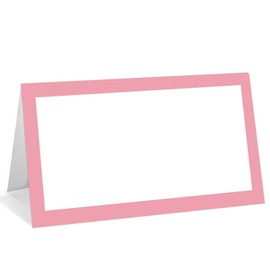 25 Pack Blush Pink Border Place Cards, Editable Name Cards for Table Setting, Tent Cards Food Label for Dinner Party, Bridal Shower, Wedding, Baby Shower and Events -T23
