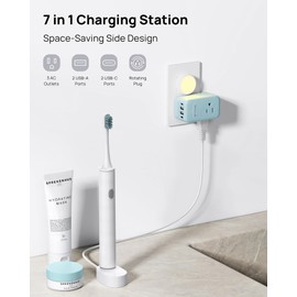 TROND Outlet Extender with USB, Multi Plug Wall Outlet with 3 AC Chargers, 360 Rotating Plug Adapter with PD 20W USB C Port, Cute Colorful Power Extension for Home Decoration, Travel Essentials