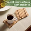 BambooMN Premium Bamboo Slat Coasters - 4.25" x 4.25" -