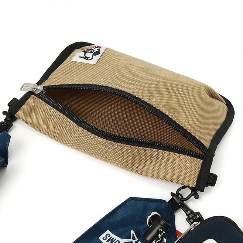 Chums Shoulder Bag, Wearable Sling Shoulder Bag, Sweat, Nylon, navy/beige,