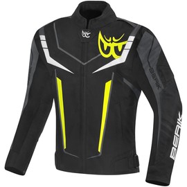 Berik Radic Evo Plus Waterproof Motorcycle Textile Jacket, Black/White/Yellow/Grey, 56, Black/White/Yellow/Grey