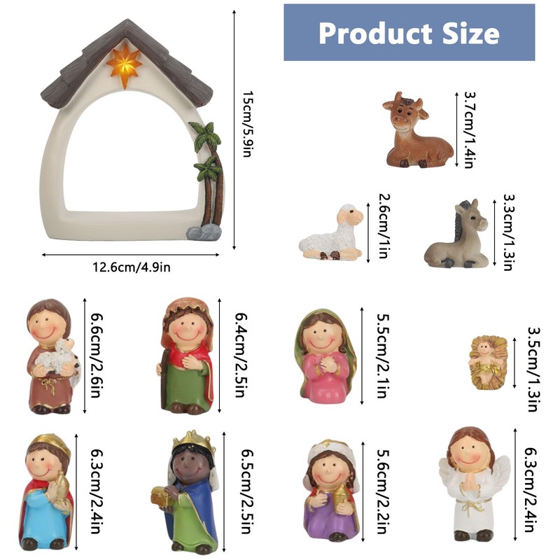 Qulable 12Pcs Nativity Set for Kids-Small Nativity Sets & Figures