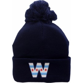 Peerless W Chicago Flag Cuffed Pom Knit Hat 12834