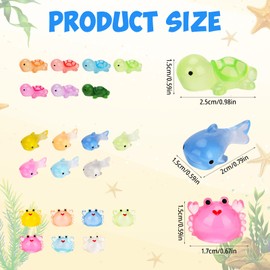42pcs Mini Resin Animals, Mini Glow Ocean Animal Statue Tiny Resin Marine Animal Ornaments Cute Crab Shark Turtle for DIY Crafts Miniature Landscape Dollhouse Decoration