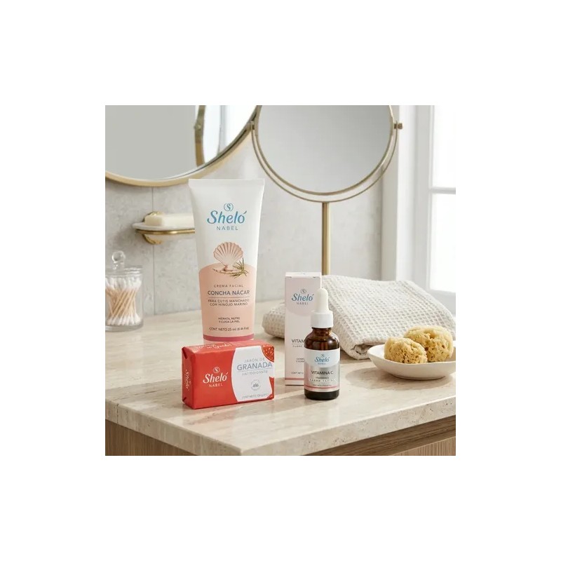 Kit Facial Shelo Nabel: Crema+vitamina C+jabón Granada