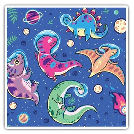 Square Stickers (Set of 2) 7.5cm - Space Dinosaur Kids Fun Boys Laptop Tablet Luggage Scrapbook #2160