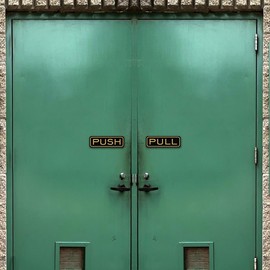 All Quality Classic Horizontal Push Pull Door Signs - Easy to Install | Durable Door Safety Signs (White) - Medium 2 Pack