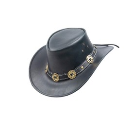 Black Jungle Yarram Leather Western Hat Australia Hat Cowboy Hat Concho, black
