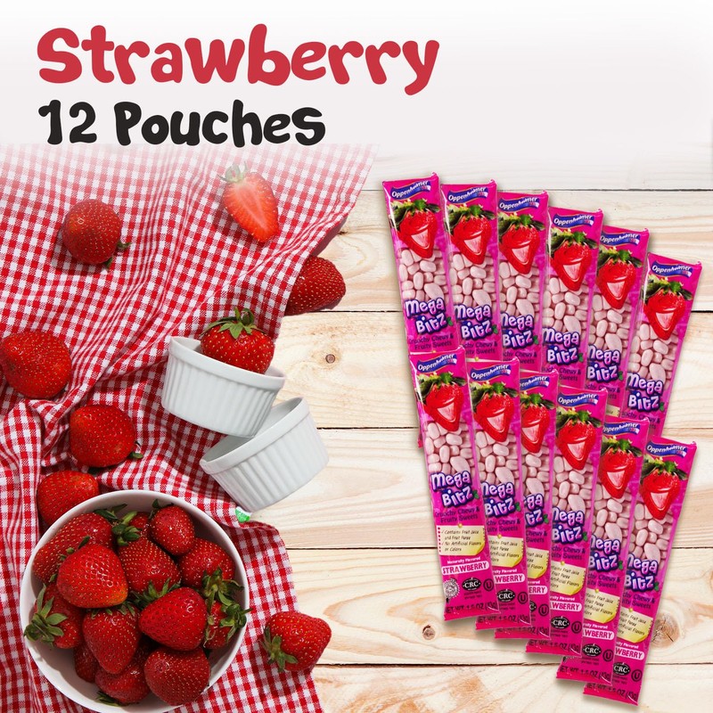 Mega Bitz Fruit Nuggets Strawberry Candy Bulk Pack for Kids