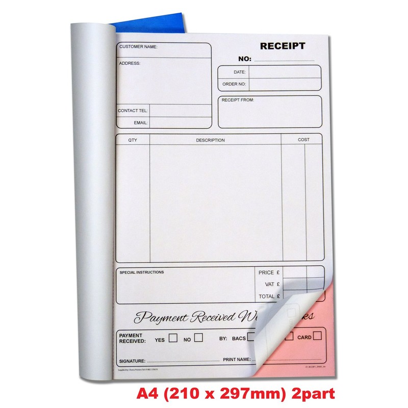 Cherry Carbonless Receipt Book A4, A5, Duplicate, Triplicate NCR (A4