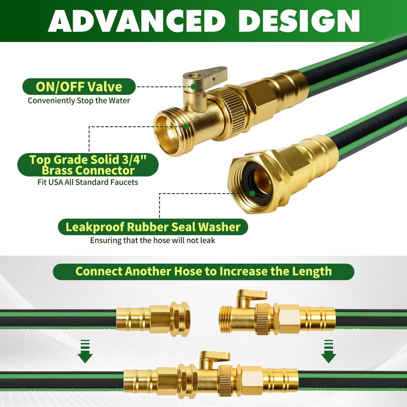 Gardentime Non-Expanding Garden Hose 100FT Flexible No Kink Water Hose,
