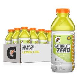 Gatorlyte Zero Electrolyte Beverage, Lemon Lime, Zero Sugar Hydration, Specialized Blend of 5 Electrolytes, No Artificial Sweeteners or Flavors, 20 Fl Oz Bottles (Pack of 12)