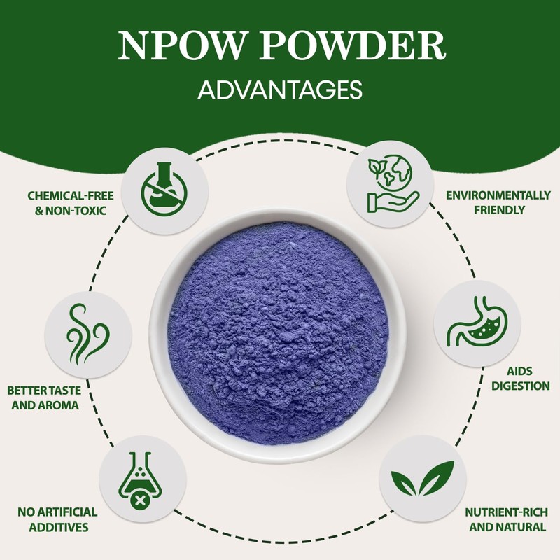 NPOW Blue Tea, Pea Flower Tea Powder, Blue Matcha, Caffeine-Free,