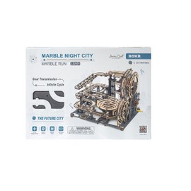 Hands Craft DIY 3D Wooden Puzzle - Marble Night City Marble Run Mechanical Assembly Model Kit Brain Teaser Educational STEM Toy Adults and Teens to Build Safe and Non-Toxic Laser Cut Wood LGA01