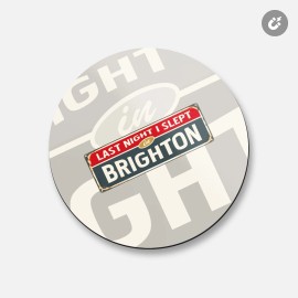 Unbranded Brighton Grunge Retro Travel Tin Sign | 4'' X 4'' Round Decorative Magnet