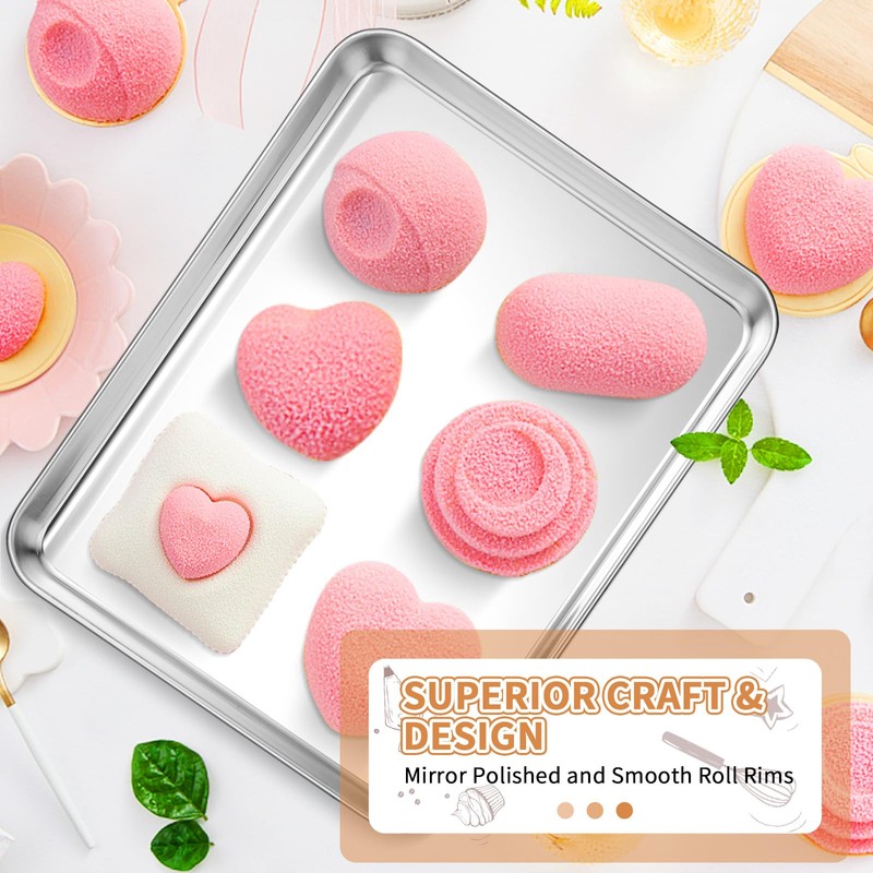 Stainless Steel Baking Sheet Set of 2, Deedro Cookie Sheet