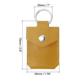 PATIKIL Leather Key Chain, Pack of 2 Genuine Leather Key Case, Portable Key Rings, Air Tag Holder for Home, Office, Cars, Key ID Key Cards, Yellow, yellow