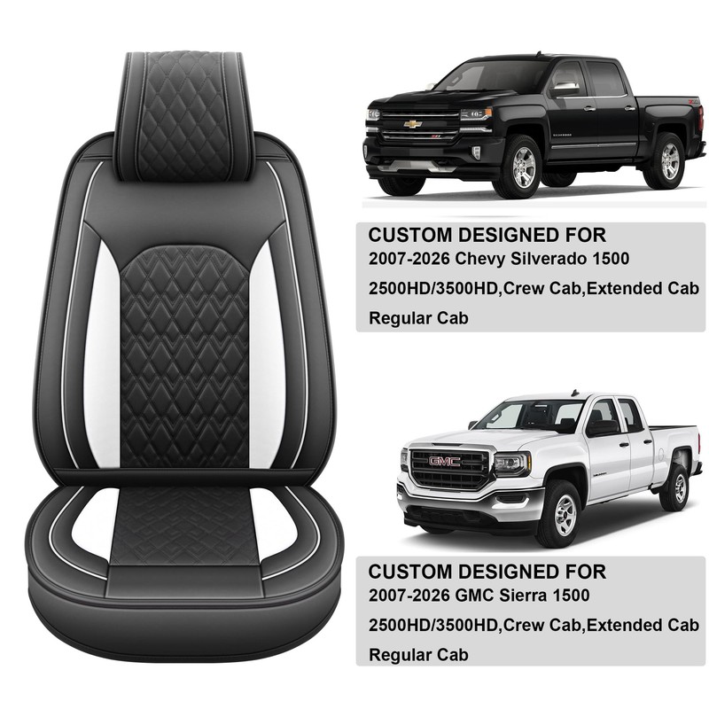 JOJOBAY Chevy Silverado Seat Covers,Leather Seat Covers for GMC Sierra,Custom