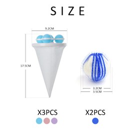 3 Pack Hair Catchers for Laundry, 2 Blue and White Laundry Balls, Reusable Washing Machine Floating Hair Remover, Hair Removal Ball, Lint Remover for Cat Dog Pet Hair, Debris Collection…