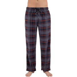 Intimo Men's Microfleece Plaid Lounge Pant, Red, L