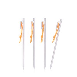 Boundless Voyage Titanium Pegs Solid Stake with Reflective Rope, Forged Pegs, Strong, Lightweight Pegs, 7.9 inches (20 cm), 9.4 inches (24 cm), 11.8 inches (30 cm), 13.8 inches (35 cm), 15.8 inches (4