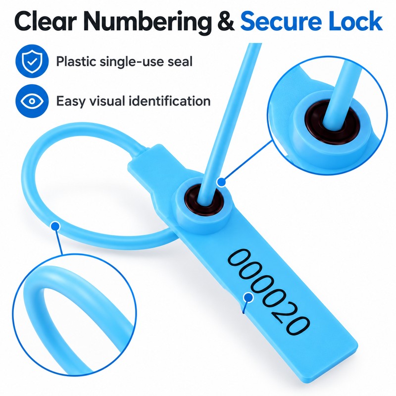 Numbered Plastic Security Seals for Cargo & Shipping – 100-Pack,