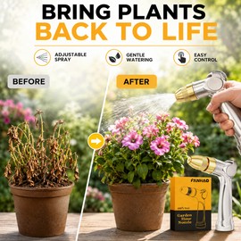 Heavy Duty Garden Hose Nozzle with Brass Tip for Lawn Watering & Car Washing – Adjustable High Pressure Metal Sprayer with Thumb Control