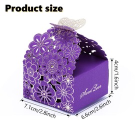 Bajayvovo 50Pcs/Set Flower Butterfly Candy Box Cookie Gift Boxes, Wedding Favors Box for Wedding Bridal Birthday Party Supplies