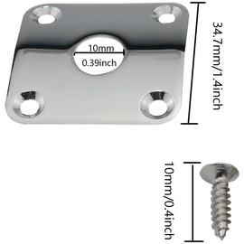 MEETOOT 1 Set 35.1x34.9mm Silver Metal Square Jackplate with Screws Gear Plate Output Jack Cover Guitar Protector Musical Instrument Accessories