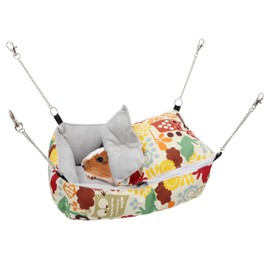 Wontee Guinea Pig Bed Warm Hammock Snuggle Bed for Young Guinea Pig Small Ferret Rat Sugar Glider Squirrel (Yellow)