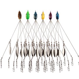KULPORT Alabama Rig for Bass Fishing - 6PCS Umbrella A-Rig Lure with 4 Willow Leaf Blades, Freshwater/Saltwater Swimbait for Trout, Perch, Walleye