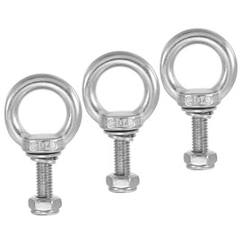 LUMLLSAJI Lifting Shoulder Eye Bolts - 5 Pcs Lifting Ring Shape Threaded Eyebolt with Nut Washer for Hammock - M8 x 25mm Size - 304 Stainless Steel - Silver
