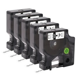 Doree 5 Pack 45803 Compatible Label Tape S0720830, Replacement for DYMO D1 Label Tape, Black on White, 19 mm x 7 m, Suitable for Dymo LabelManager 300, LM350, LM 360D, LM 420P, LM450,450D