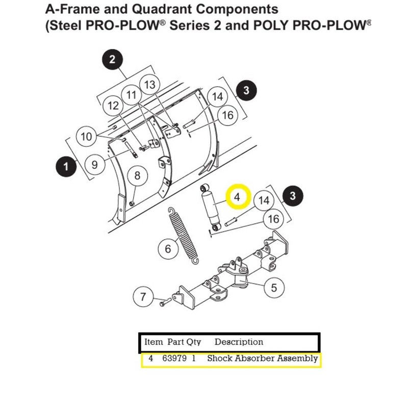 OEM Equivalent Western 60338K Buyers 1304408 Snow PLOW Shock Absorber