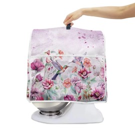 YUVAMAGIMO Hummingbird Floral Kitchen Stand Mixer Cover Washable Dust Cover for 6-8 Quart Kitchen Mixers with Handle and Pockets Small Appliance Protector for Home Decor