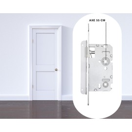 Vachette 67583/SC-G Mortice Lock Alsace Left Axle 55mm Hole Spacing 72mm Square 8mm - Grey