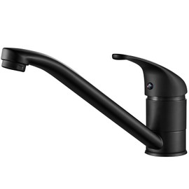 Jacurley Kitchen Tap, Black, Kitchen Tap 360° Swivelling, Single Lever Mixer Tap Kitchen Sink Tap Kitchen with Ceramic Cartridge, Cold and Heat Settings